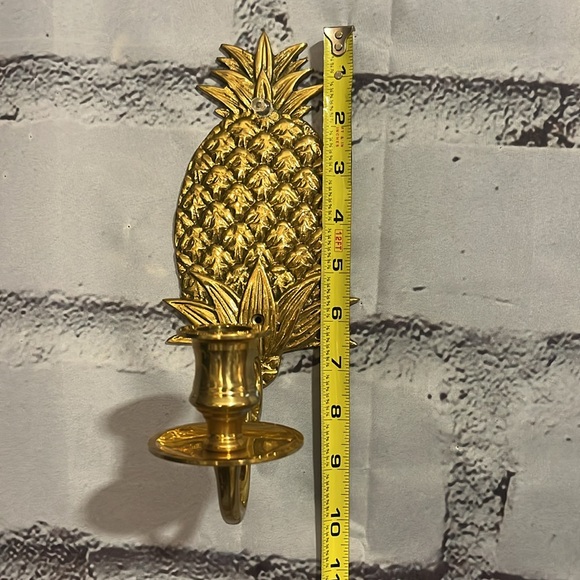 2 Piece Set Brass Pineapple Sconce Candle Holders - Picture 7 of 8
